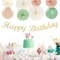 Sage-Green Pink First Happy Birthday Party-Decorations(Beige Mint Green Pink)